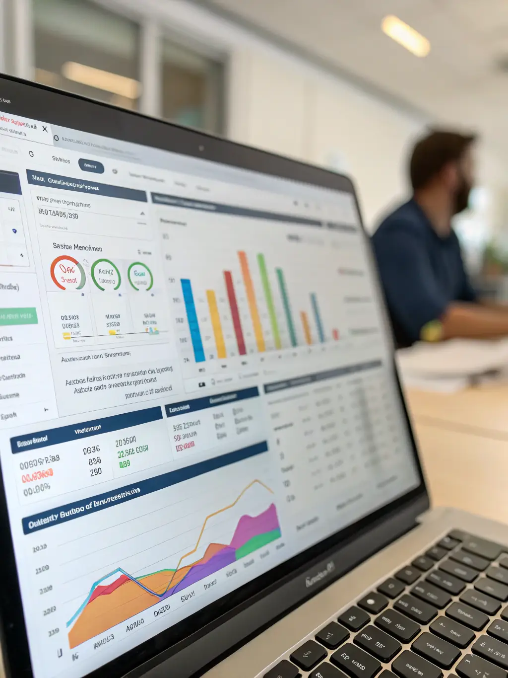 A close-up shot of a data dashboard displaying optimized supply chain metrics, highlighting reduced costs and improved efficiency for a client.