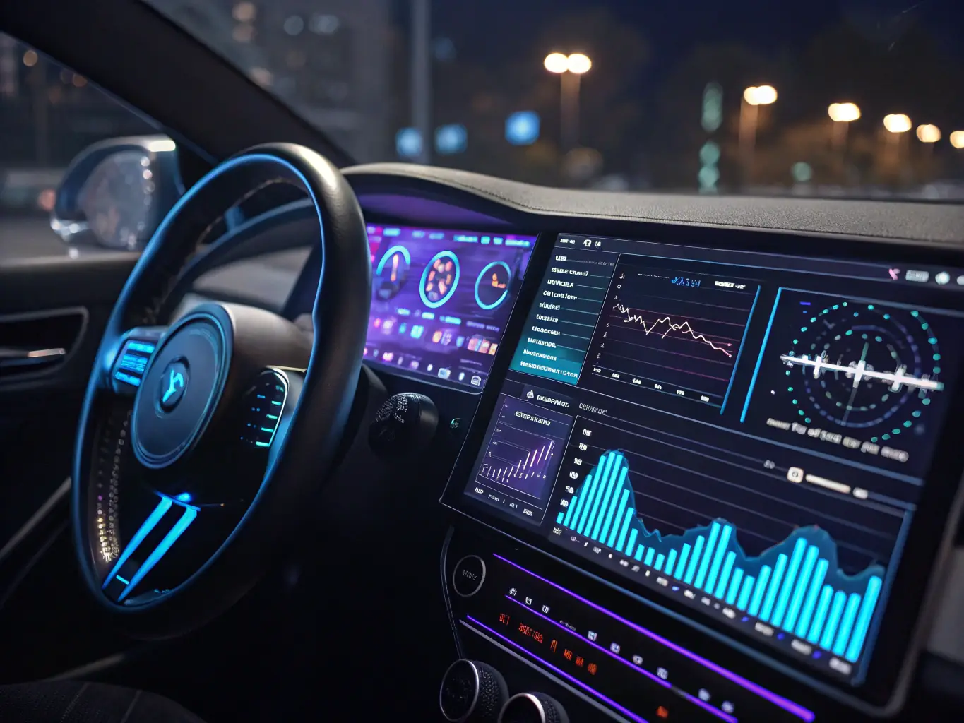A sleek dashboard interface displaying various data visualizations and KPIs, representing Aunory's data integration and dashboard services.